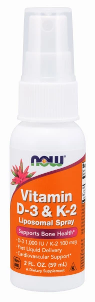 Now Foods Vitamin D3 & K2 MK-4, Liposomální sprej, 59 ml