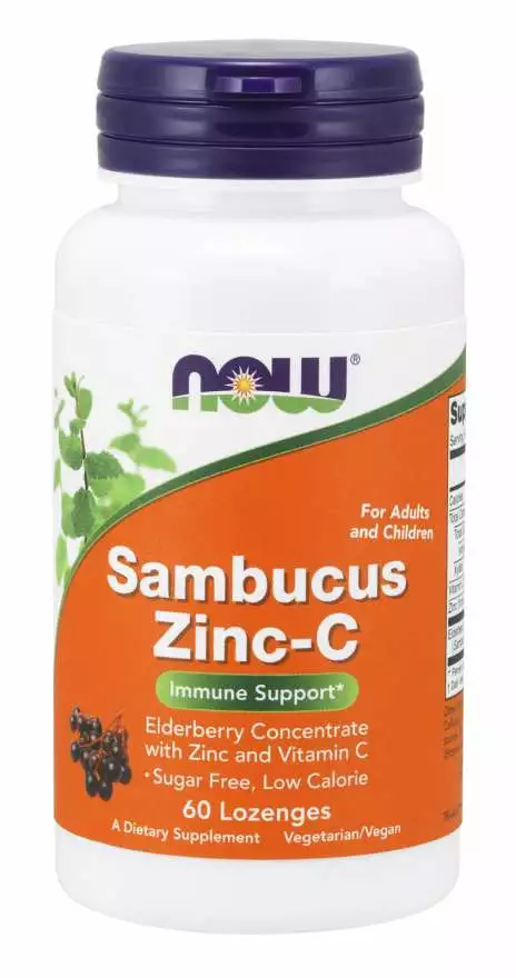 Now Foods Sambucus Zinc-C, 60 pastilek