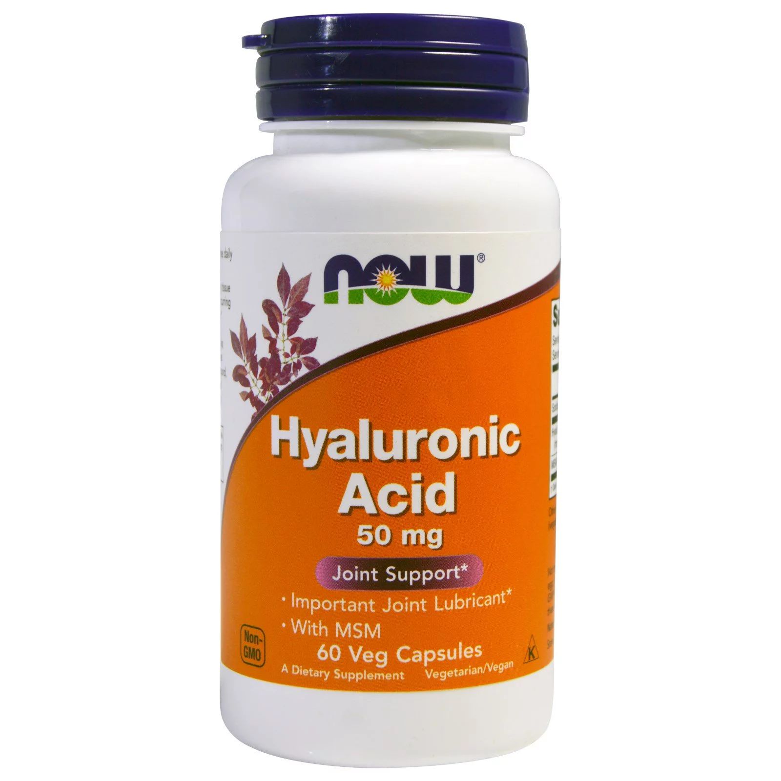 Now Foods Now Foods Hyaluronic Acid, 50 mg + MSM , 60 rostlinných kapslí