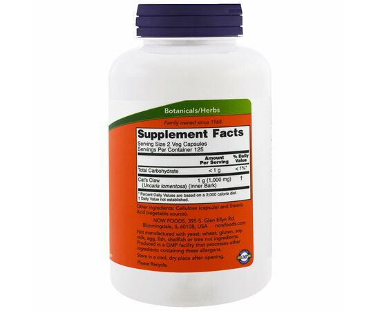 Now Foods Vilcacora Cat s Claw 500 mg 250 rostlinných kapslí