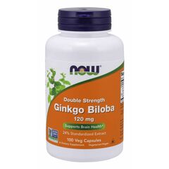 Now Foods Ginkgo biloba extrakt + Eleuterokok, 120 mg, 100 rostlinných kapslí