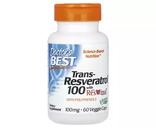 Doctor's Best, Trans-Resveratrol 100 s Resvinolem, 60 rostlinných kapslí