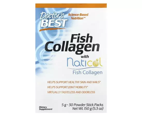 Doctor's Best, Fish Collagen with Naticol, 30 balíčků x 5 g, 150 g