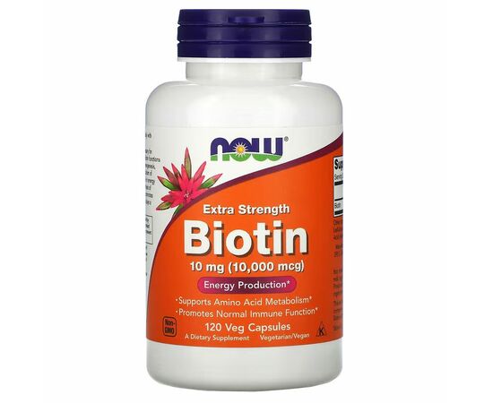 NOW Foods, Extra Strength Biotin, 10 mg (10 000 mcg), 120 rostlinných kapslí